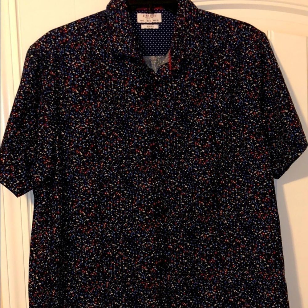 Slim fit button down shirt red white long